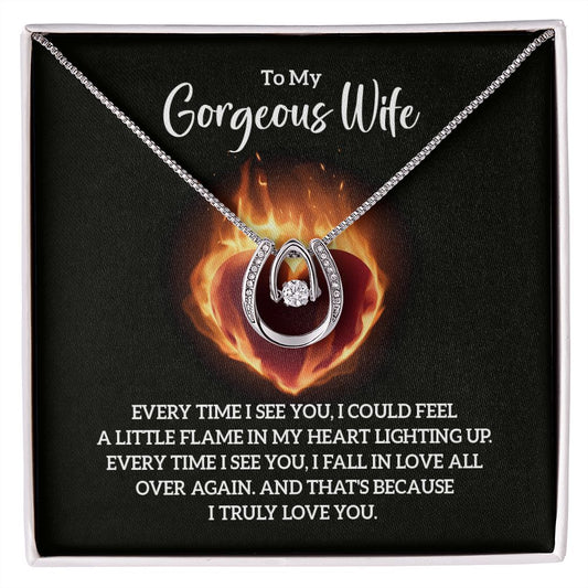 To My Gorgeous Wife - Lucky in Love Necklace