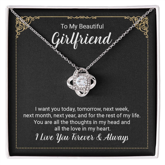 To My Beautiful Girlfriend - Love Knot Necklace