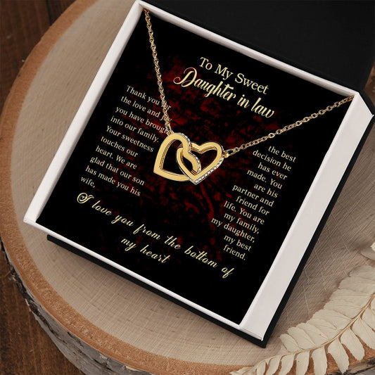 To my Daughter In Law - Interlocking Hearts Necklace
