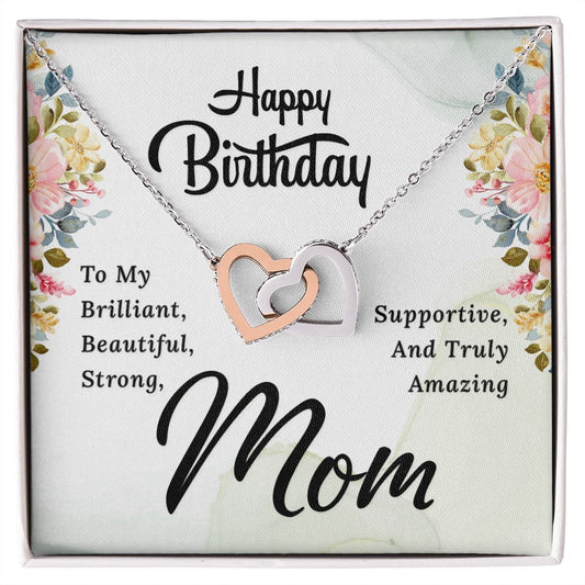 Happy Birthday Mom - Interlocking Hearts Necklace