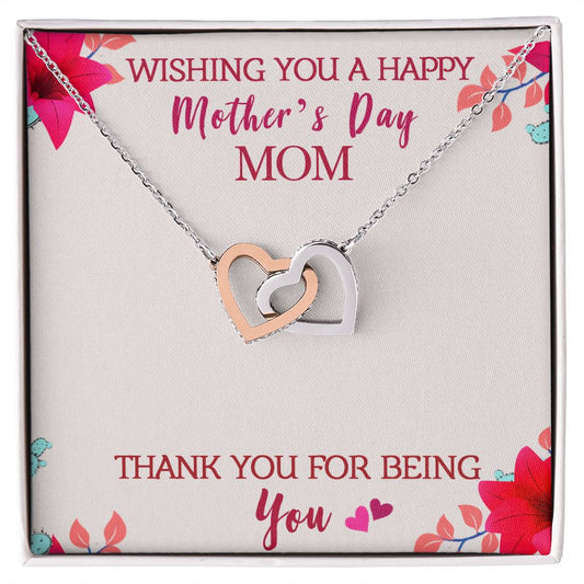 Wishing you a happy Mothers day - Interlocking Hearts Necklace