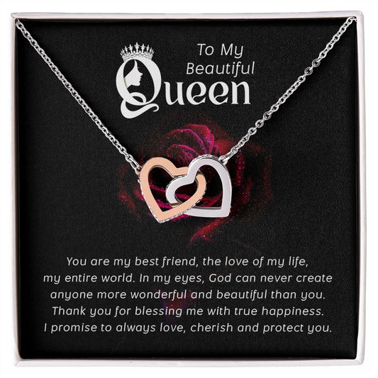 To my beautiful queen - Interlocking Hearts Necklace