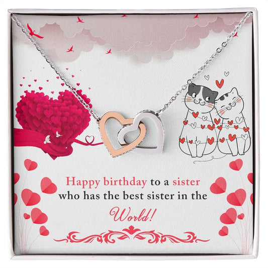 Happy birthday to a sister - Interlocking Hearts Necklace