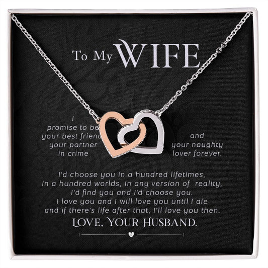 To My WIfe - Interlocking Hearts Necklace