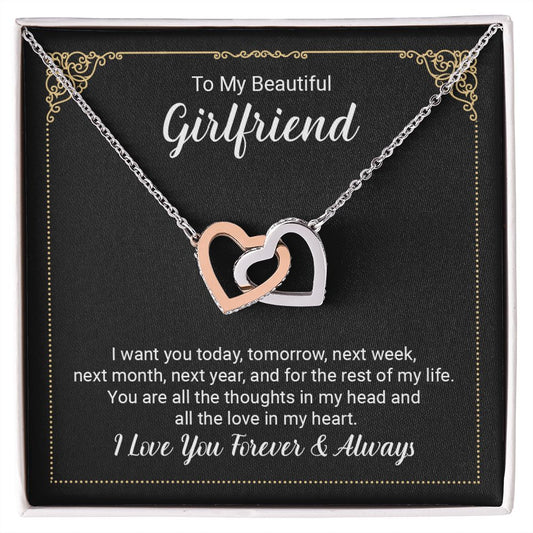 To My Beautiful Girlfriend - Interlocking Hearts Necklace