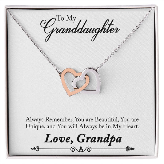 To My Granddaughter -  - Interlocking Hearts Necklace