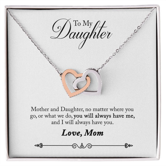 To Daughter from Mom - Interlocking Hearts Necklace