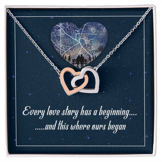 Every love story has a beginning - Interlocking Hearts Necklace