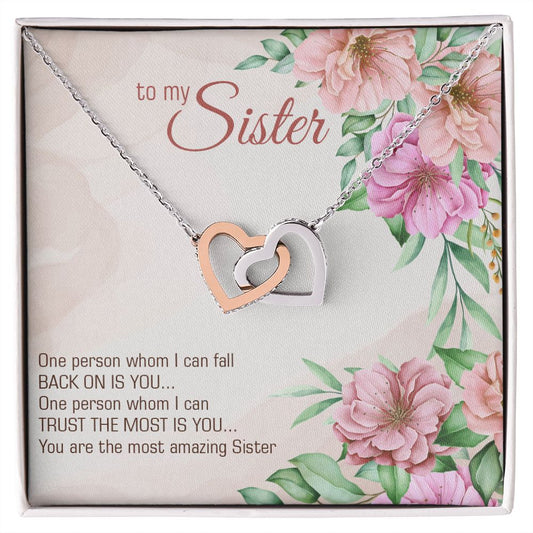 To My Sister - Interlocking Hearts Necklace