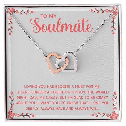 To My Soulmate - Interlocking Hearts Necklace