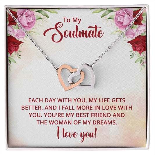 To My Soulmate - Interlocking Hearts Necklace