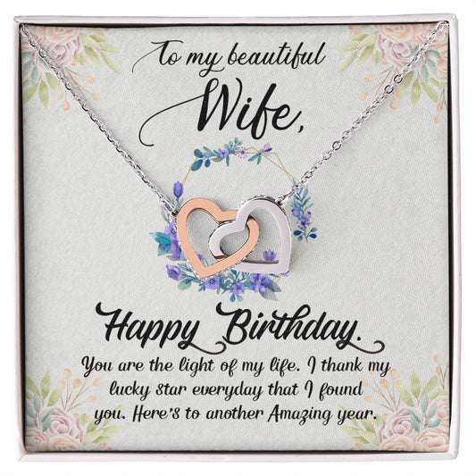 To My WIfe - Necklace Interlocking Hearts