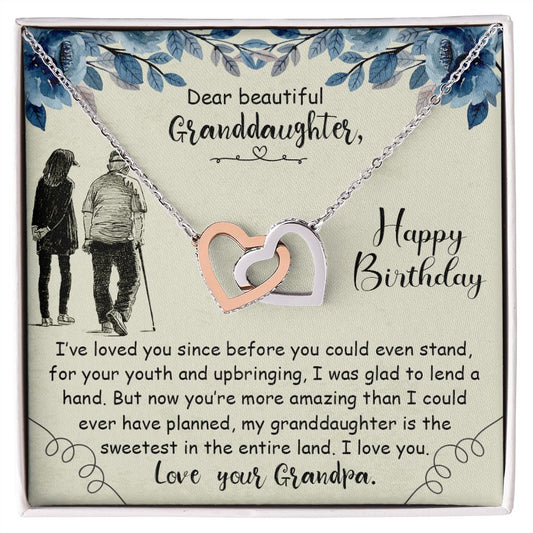 To My Granddaughter - Interlocking Hearts Necklace