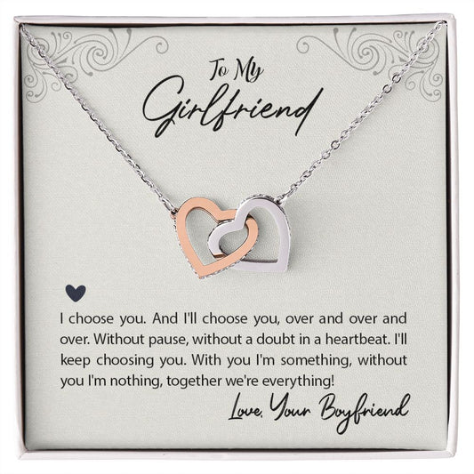 To My Girlfriend - Interlocking Hearts Necklace