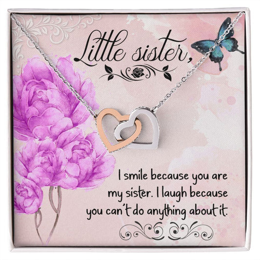 To My Little Sister - Interlocking Hearts Necklace