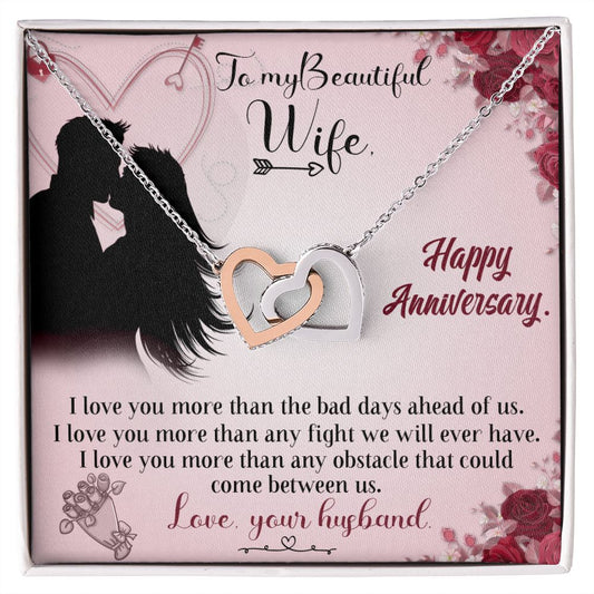 To My Wife - Interlocking Hearts Necklace