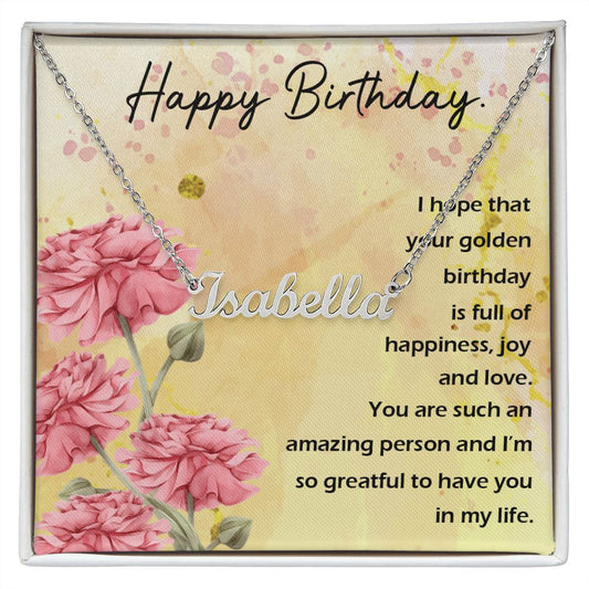 Happy Birthday - Personalized Name Necklace